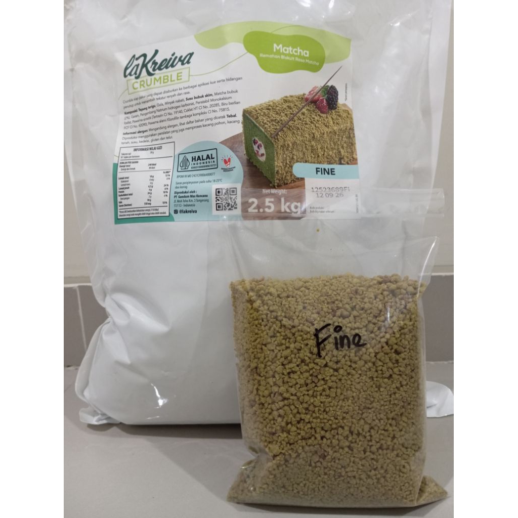 

La Kreiva crumble fine dikemas 250g | La Kreiva crumble kasar 250g