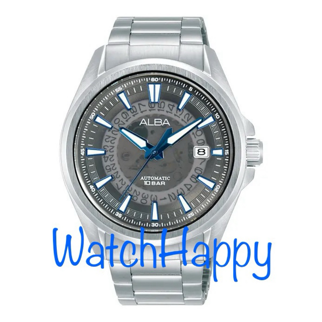 JAM TANGAN ANALOG PRIA ALBA AU4033X1 / AU4033 / AU4033X MECHANICAL AUTOMATIC MOVEMENT GREY TRANSLUCE