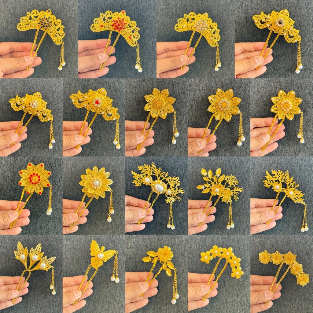 LodisGallery Aksesoris Rambut Wanita Tusuk Konde Alpaka Lapis Emas Asli Aksesoris Sanggul Bali Sangg