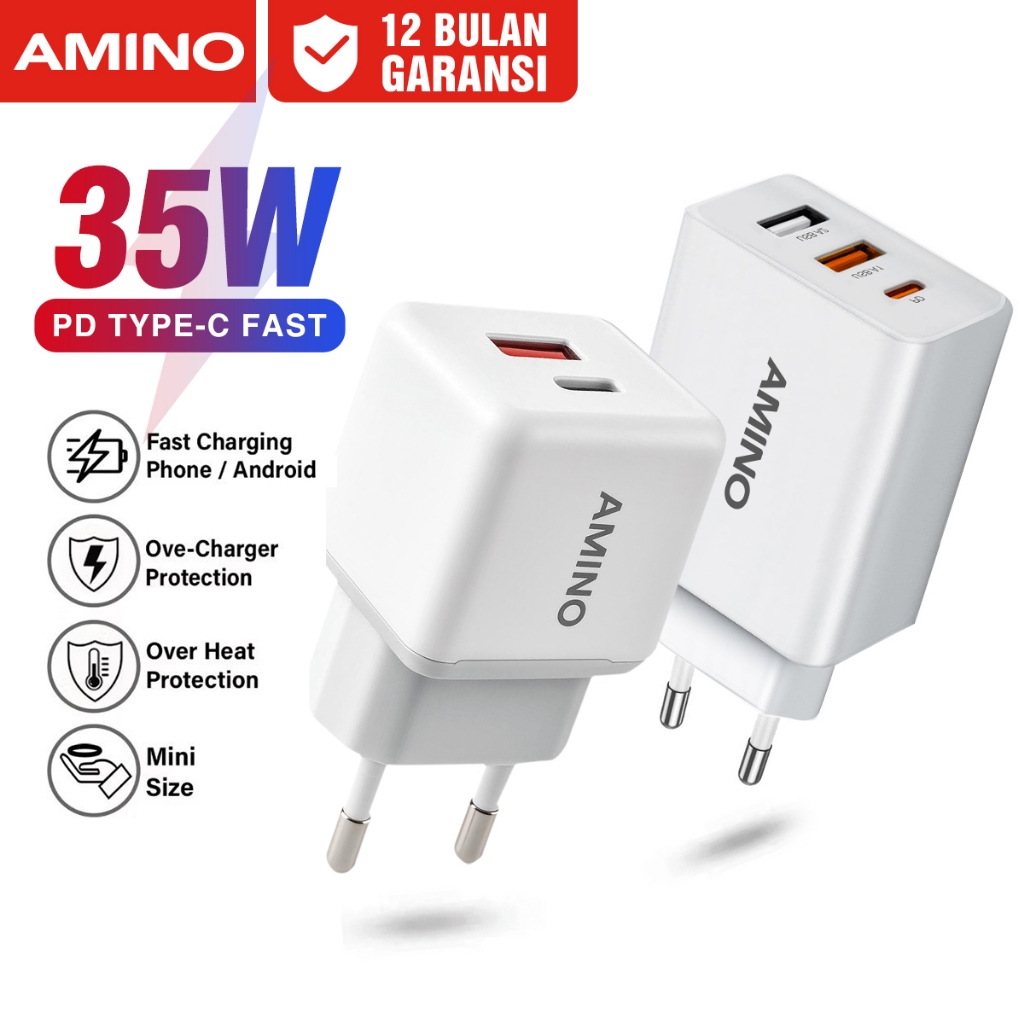 AMINO 35W 25W 45W 20W 30W Fast Charging QC 3.0 PD VOOC USB Wall Charger 3 Port USB / USB-C / TYPE C 