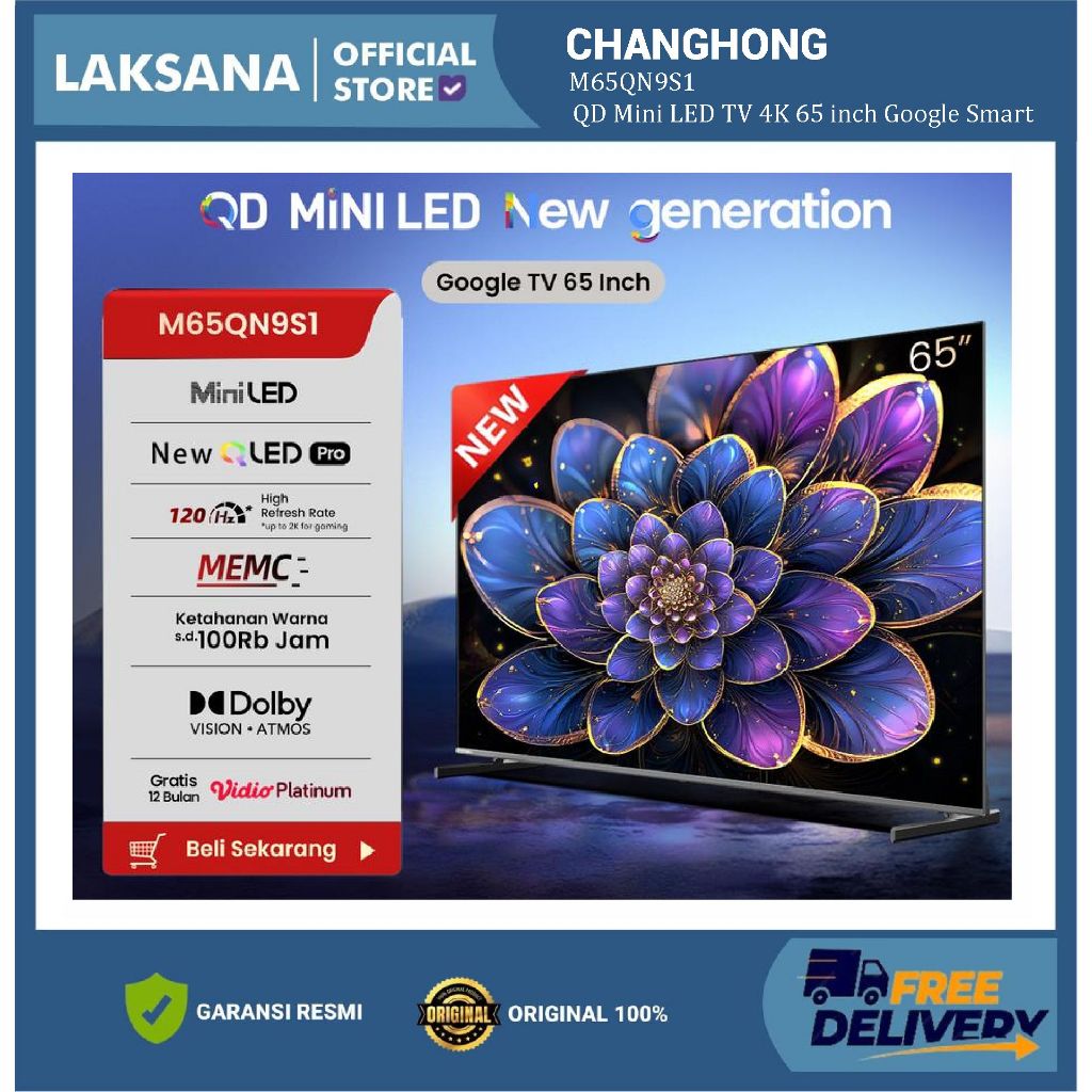 Changhong M65QN9S1 | QD Mini LED TV 65 Inch 4K Google TV QLED Pro QN9 Series