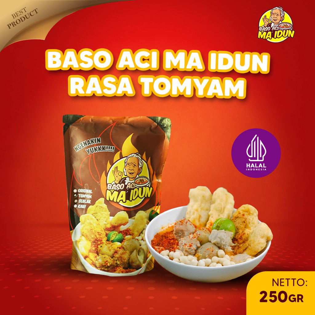 

Baso Aci Maidun Rasa Tomyum / Baso Aci Instan Komplit Tomyam / Bakso Aci Cuanki Mix