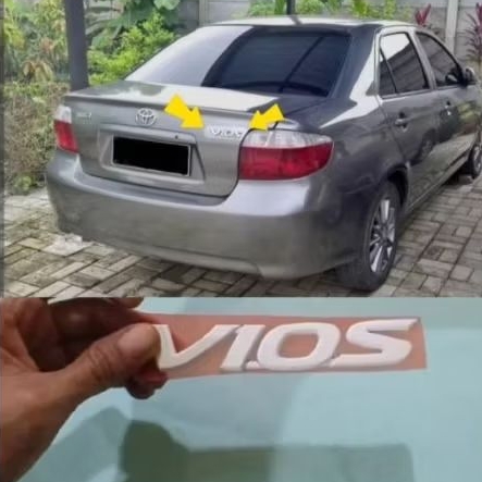 emblem logo tulisan bagasy belakang tempel vios putih semua tive vios original