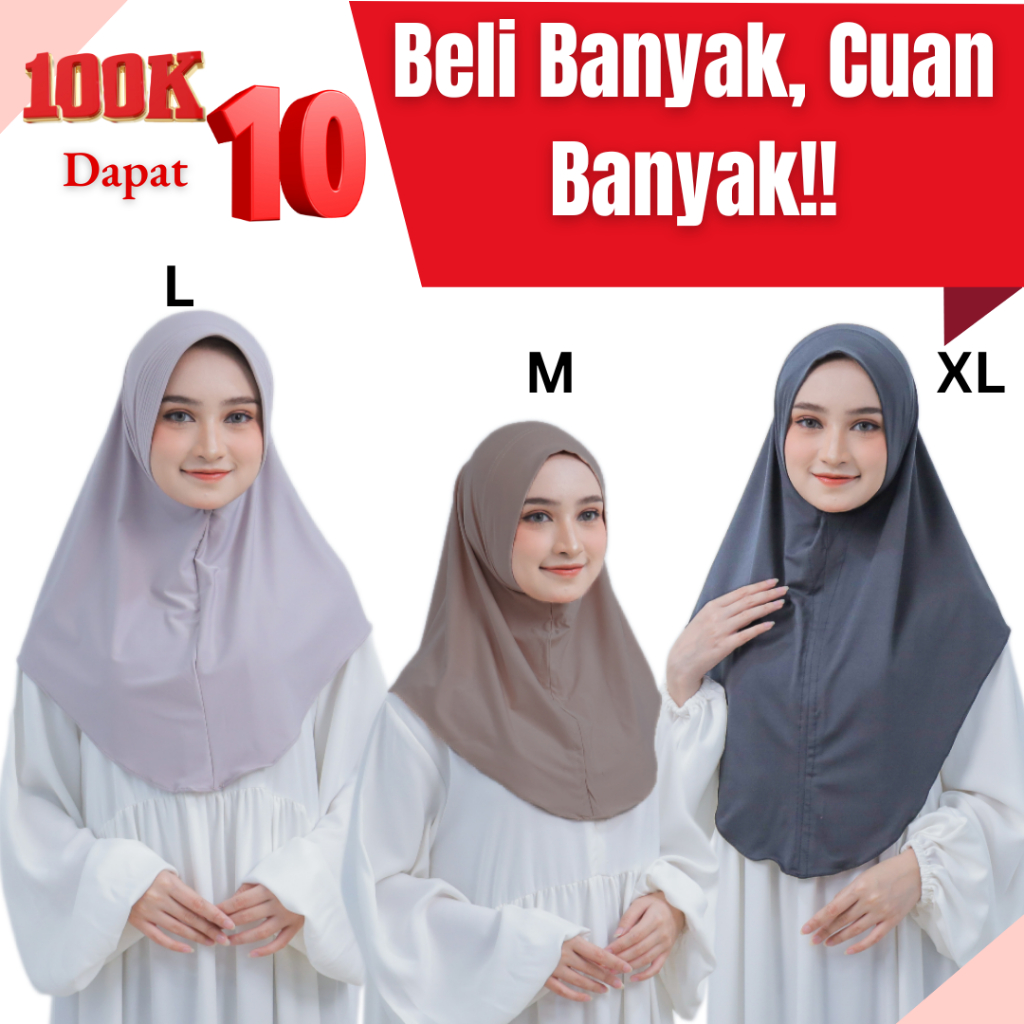 Jilbab Instan Siria Non Pet Pinguin / Hijab Sport Non Pet / Jilbab Instan Kekinian M L XL