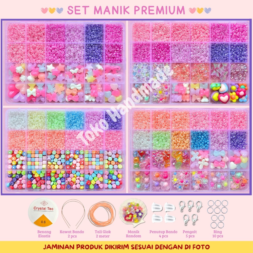 Toko Handmade - Pernak Pernik Gelang 1 Box Mute Manik Manik - DIY Gelang Manik Manik Aesthetic - DIY