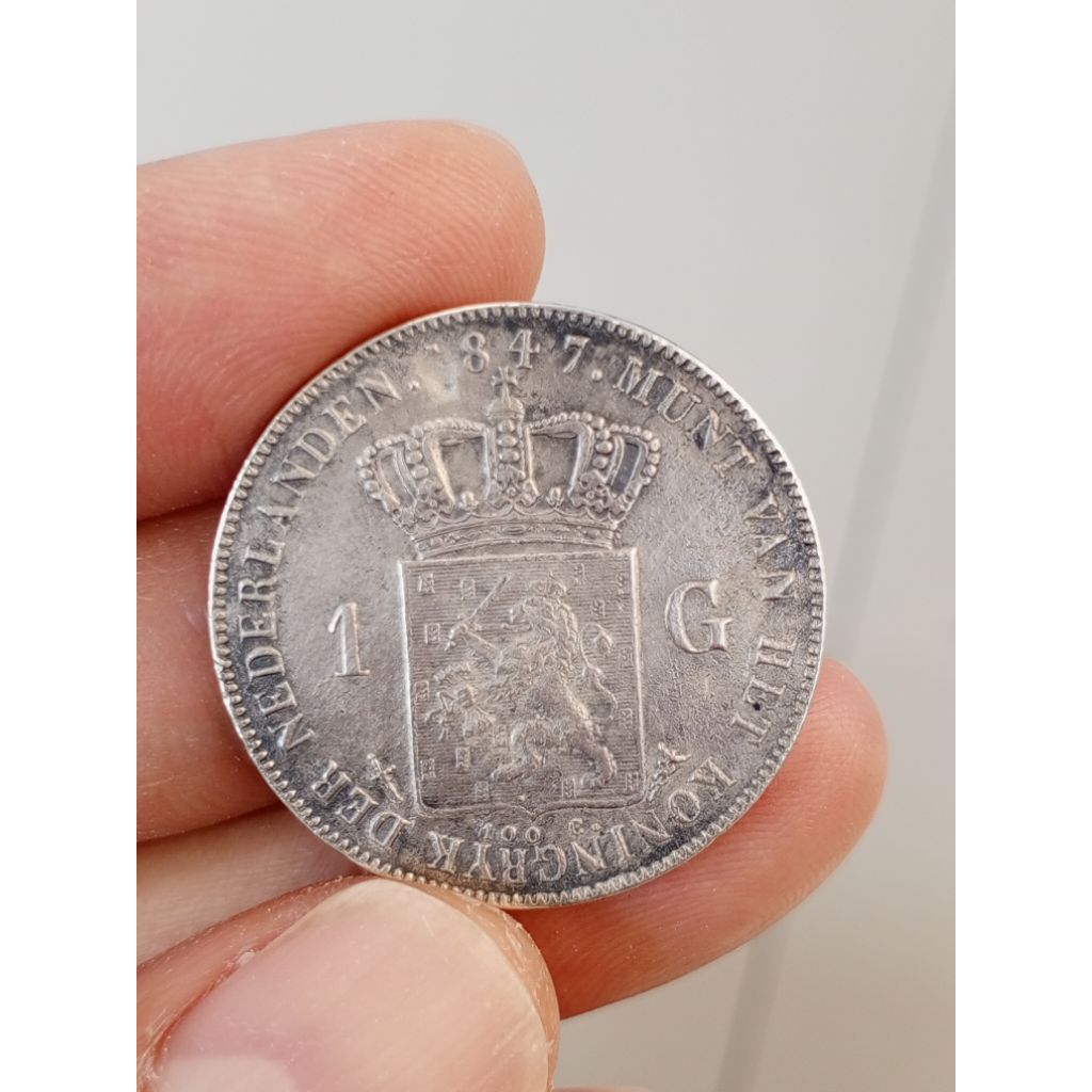 koin perak 1 Gulden Willem 2 thn 1847