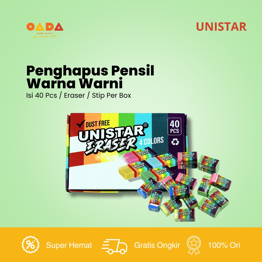 

(Isi 40 Pcs) UNISTAR Eraser Penghapus Pensil