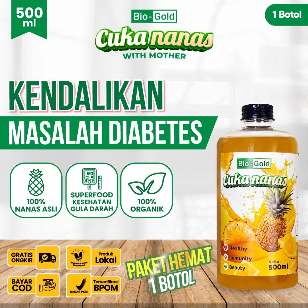 

Cuka Nanas Bio Gold Fermentasi Herbal Organik Untuk Gula Darah Diabetes Diet, Darah Tinggi, Kolesterol, Kebas, Kesemutan Original BPOM