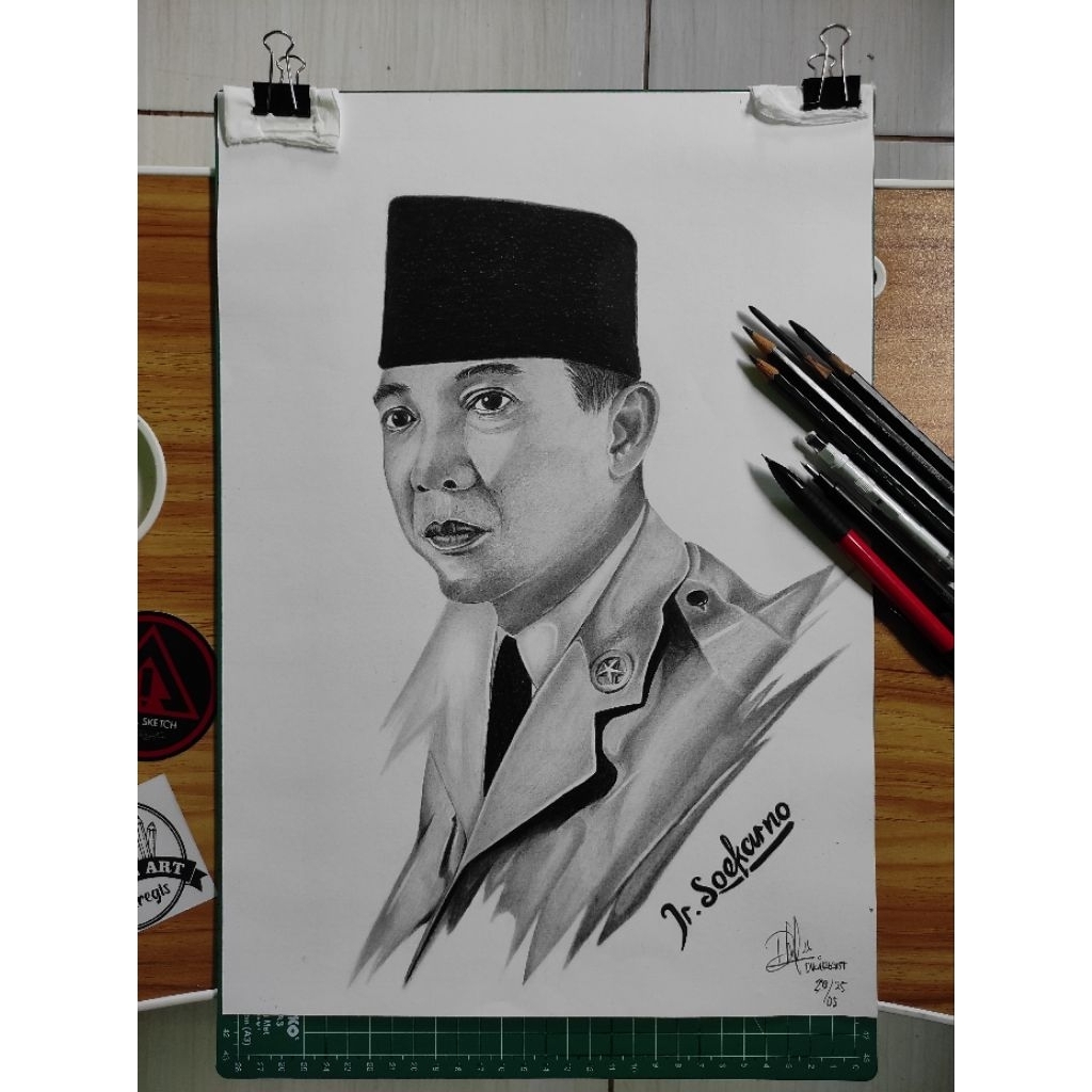 

Lukisan sketsa wajah Ir. soekarno ukuran A3