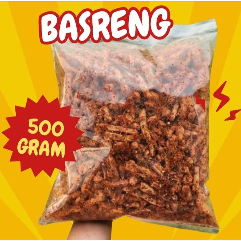 

SNACK BASRENG 500GRAM MAKANAN RINGAN PEDAS DAUN JERUK BUMBU MELIMPAH ENAK FRESH LEZAT