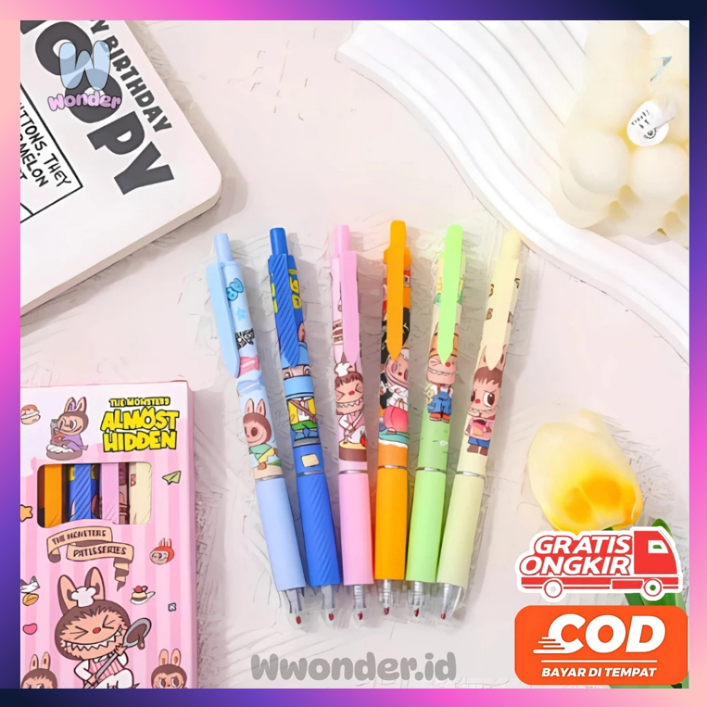 

WW Bolpen Cair Motif Cartoon Sanrio Labubu Pena Tinta Hitam AT42