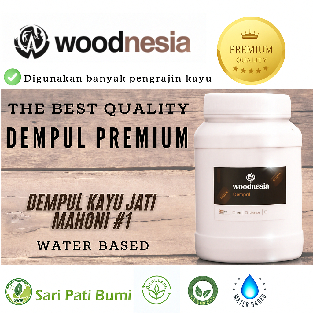 Dempul Kayu Jati Mahoni Langsung Pakai Woodnesia Woodstain WaterBased Propan Mowilex Premium 1Kg SPB