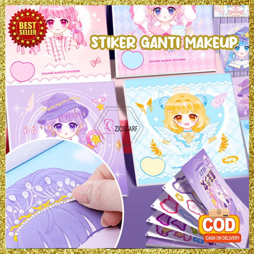 

Stiker Mainan Anak Buku Sticker DIY Kartun Lucu Change Makeup Berdandan Ganti Muka Pakaian