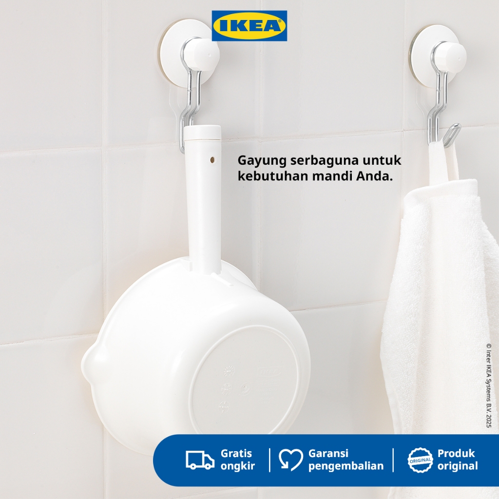 IKEA GRUMLAN Gayung Mandi Bahan Plastik Putih 27x13cm