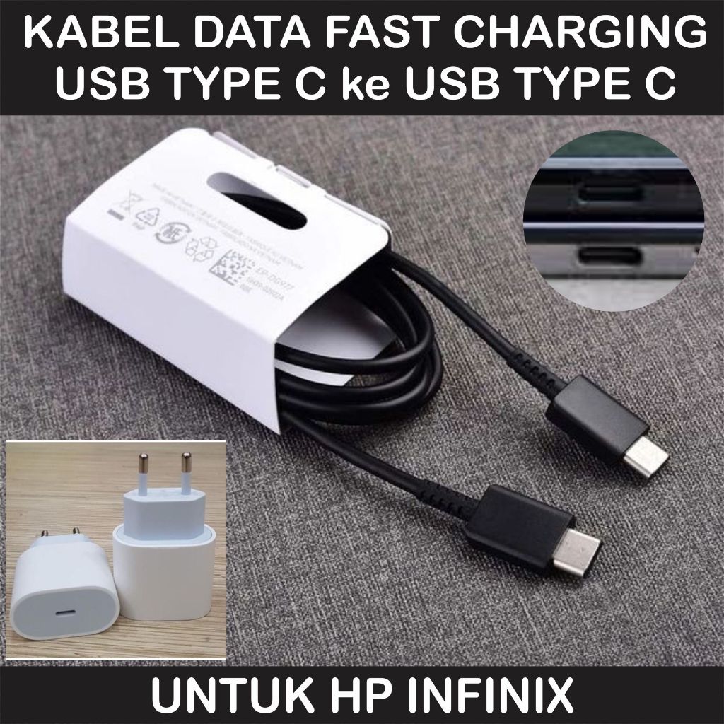 Kabel Data USB Type C to Type C untuk HP Infinix Hot 50 40 30 20 10 Note Zero X Itel S25 Ultra S24 S