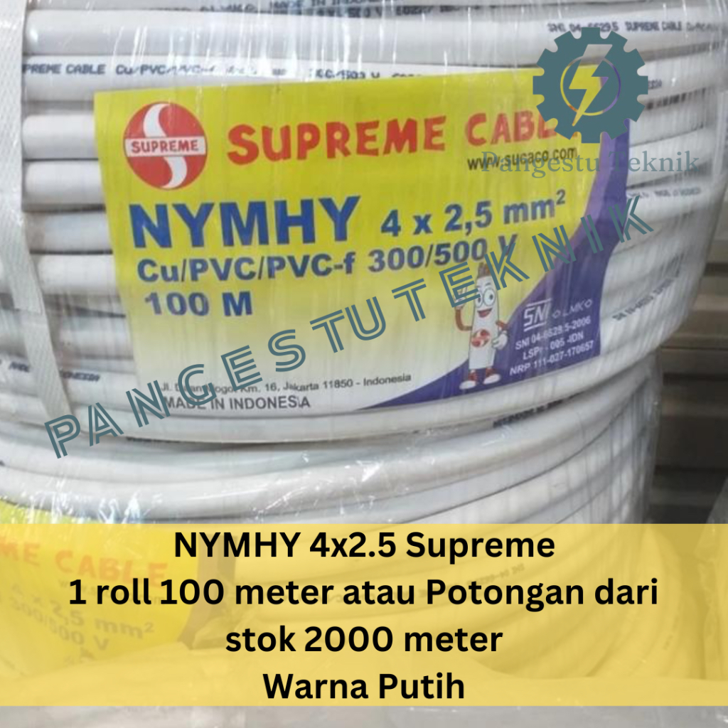 Kabel Serabut NYMHY 4 x 2.5 mm Supreme / 4x2,5 mm / 100 meter Putih