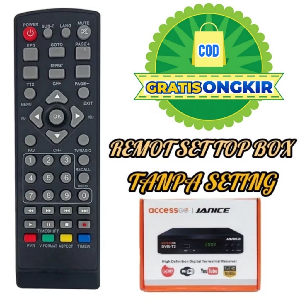 REMOT SET TOP BOX ACCESSGO JANICE tanpa setinng tanpa kode