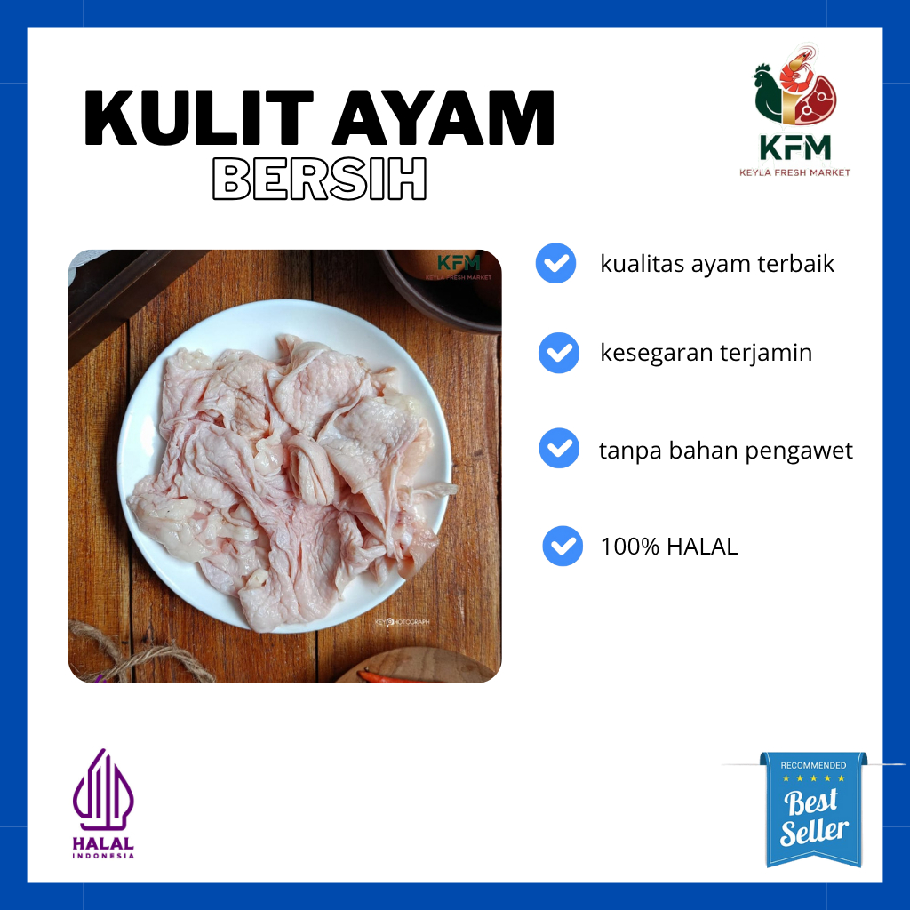 

Forcysn [Kfm] Kulit Ayam / Chicken Skin Kemasan 1Kg / Kulit Ayam Frozen