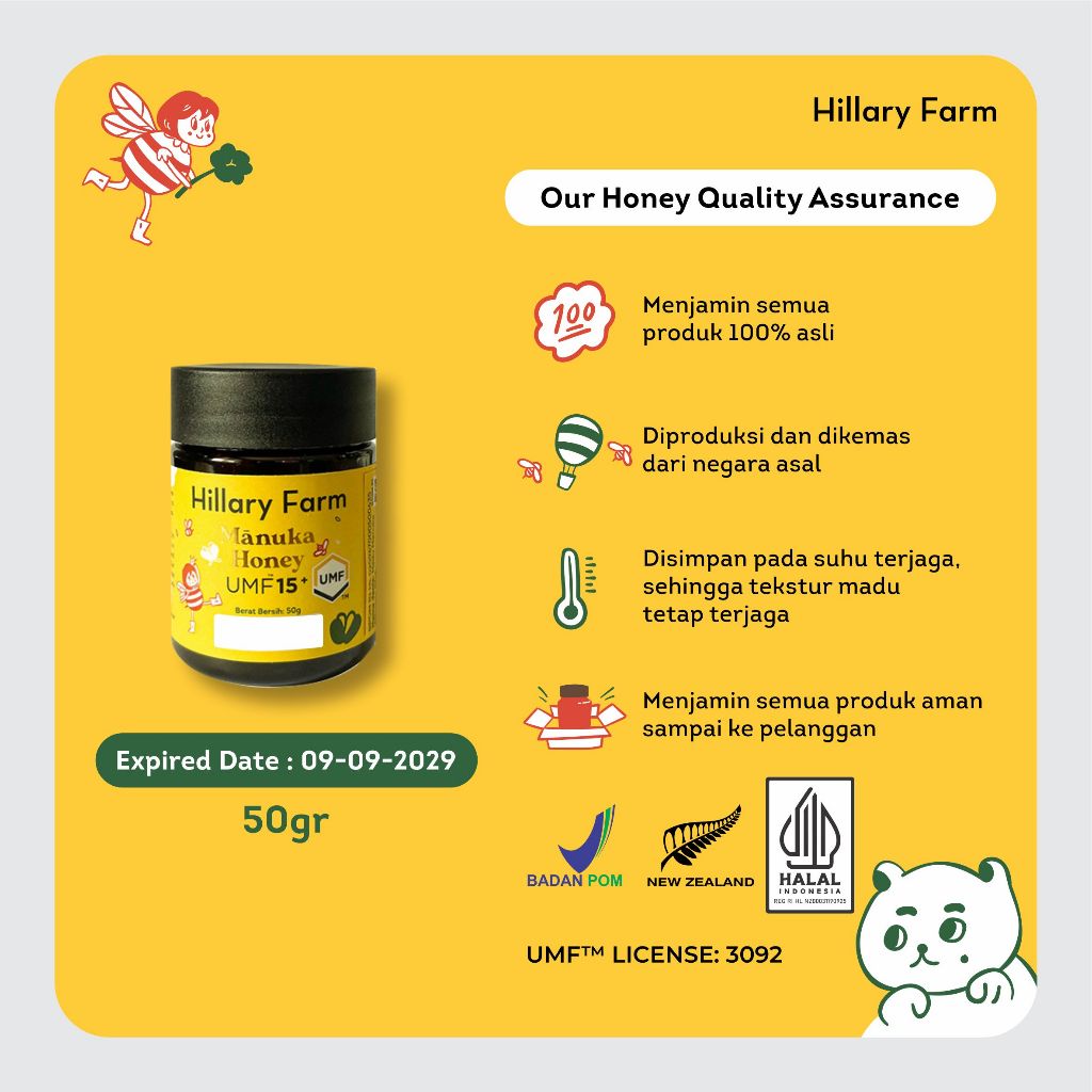 

Hillary Farm Manuka Honey UMF 15+ Madu Manuka 50gr