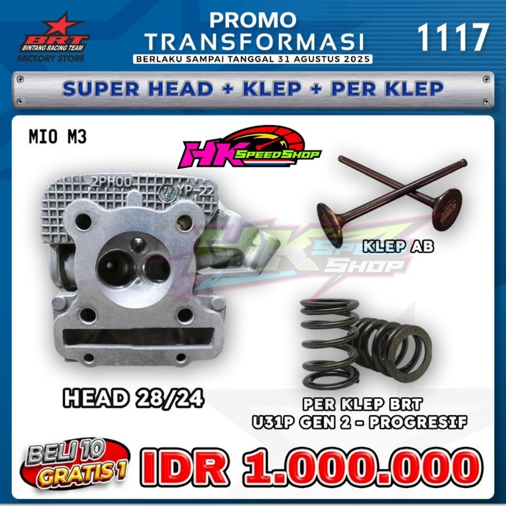 HEAD BRT CYLINDER HEAD PORTING CNC 28-24 30-25 MIO M3 / MIO Z / MIO S / X RIDE 125 / SOUL GT 125 / F