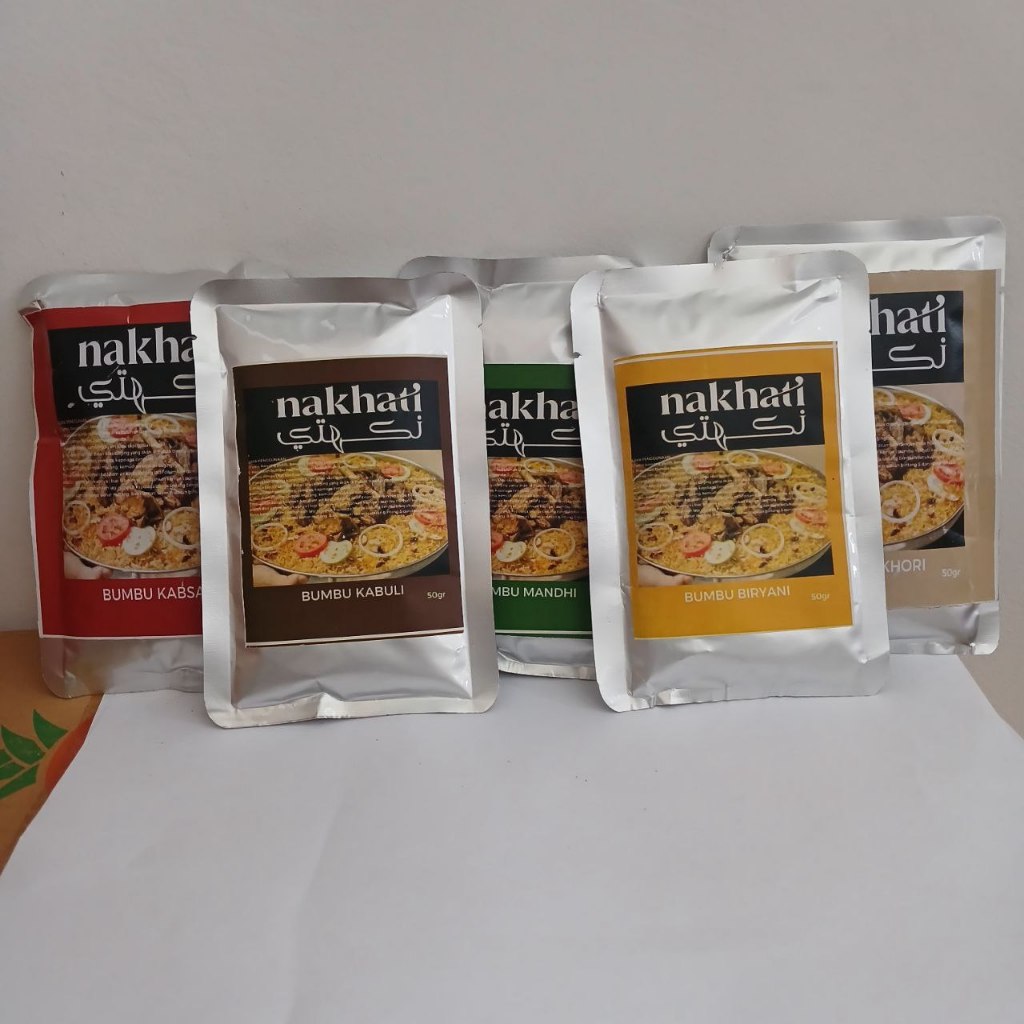 

Bumbu Instan Nasi Kebuli Lengkap NAKHATI Bumbu Biryani Kabsah Kabuli Bukhori Mandhi Isi 50 gram