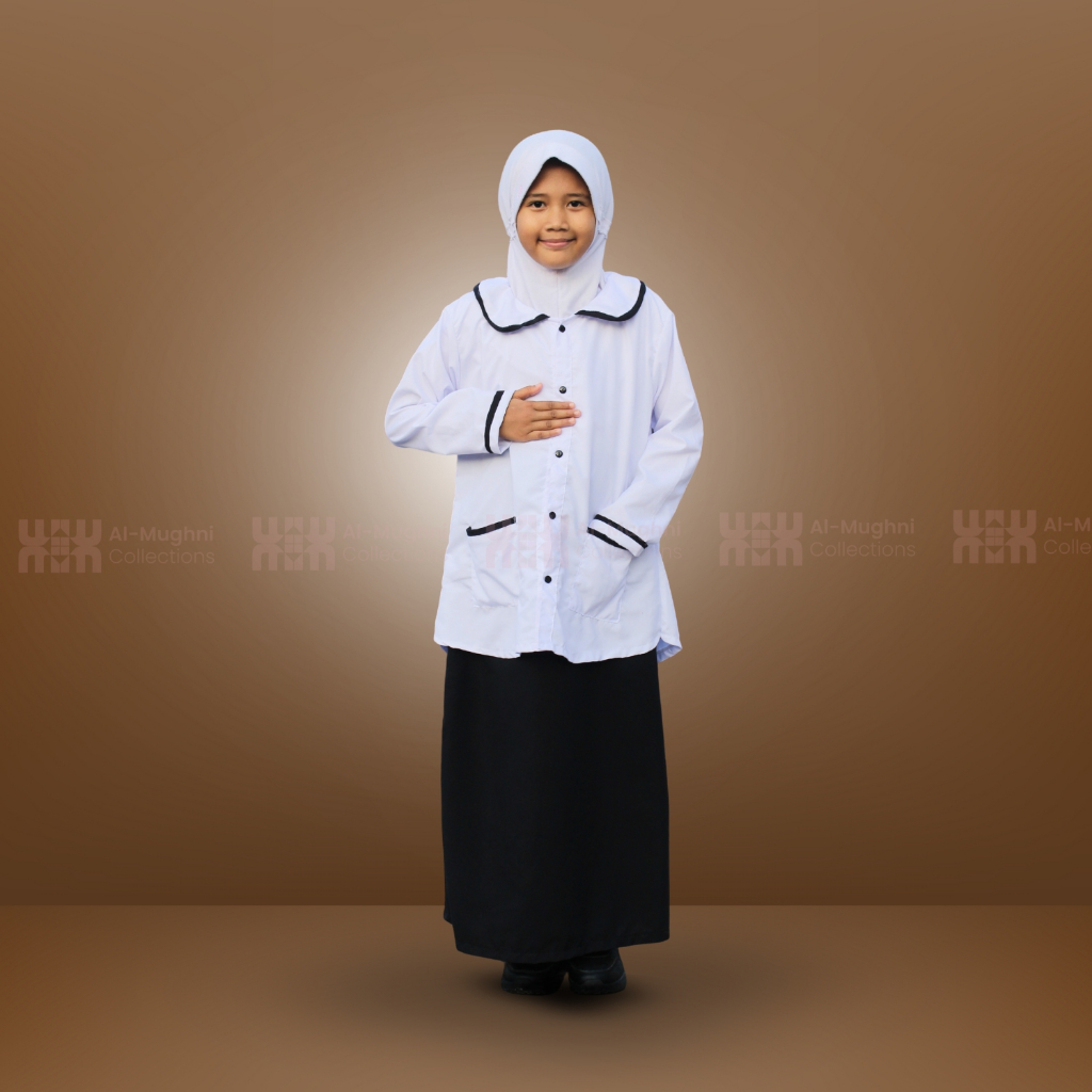 Baju Hitam Putih Anak Perempuan Setelan Atasan Busana Muslim Sekolah TK/SD