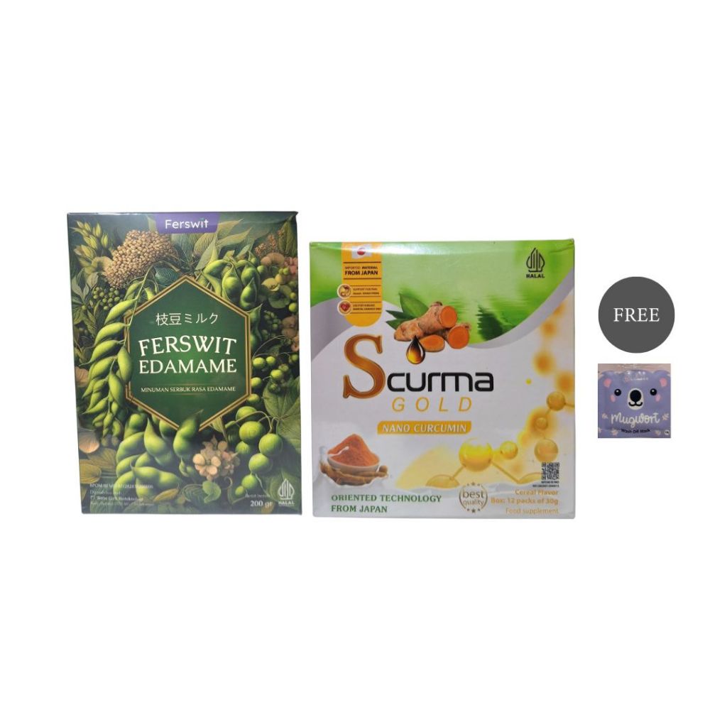 

FERSWIT Minuman Susu Edamame Isi 200GR & Scurma Ekstrak Kunyit Jahe