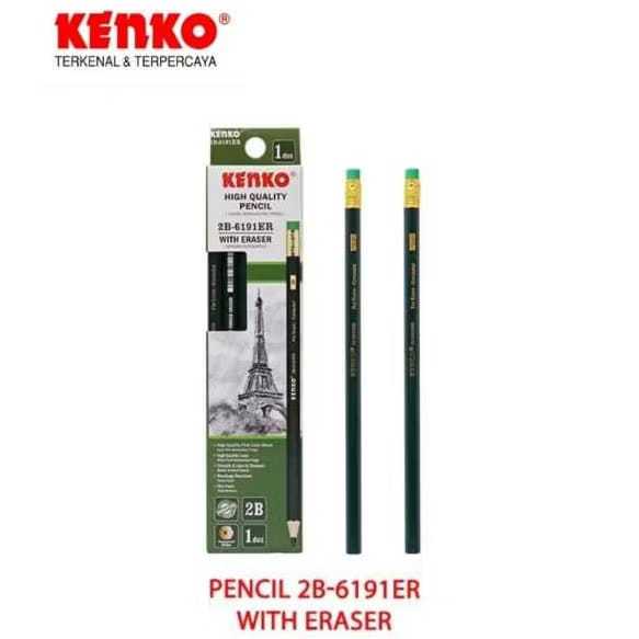 

Kenko Pencil 2B-6191 with ERASER - 1 LUSIN