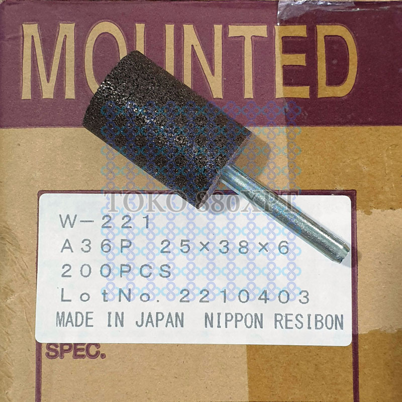 Nippon Resibon W-221 Mounted Wheel A36P 25mm X 38mm X 6mm Silinder