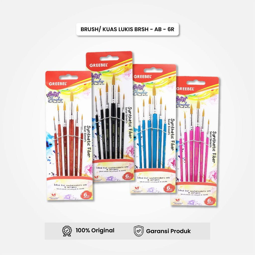 

GREEBEL Kuas Lukis Paint Brush Set BRSH-AB-6R (6PCS) Kuas Lukis Cat Minyak Kuas Lukis Cat Akrilik