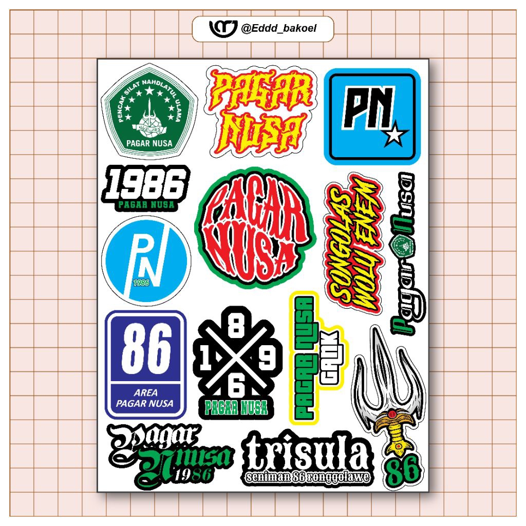 

Stiker Pagar Nusa isi 14Pcs Anti Air Vynil Putih Sudah di Cutting (KISS CUT)dan Anti Gores