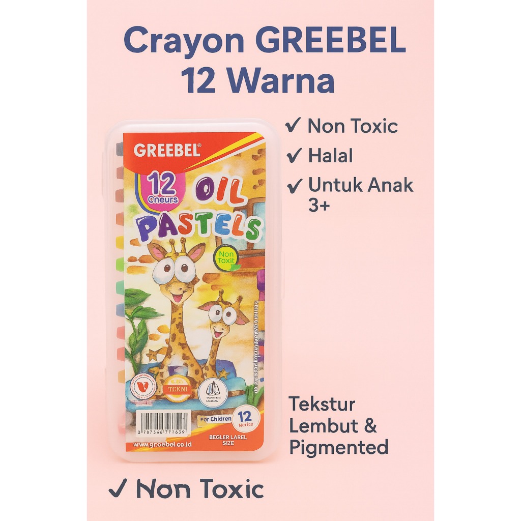

Crayon Greebel Oil Pastels 12 Warna – Non-Toxic, Halal, Untuk Anak