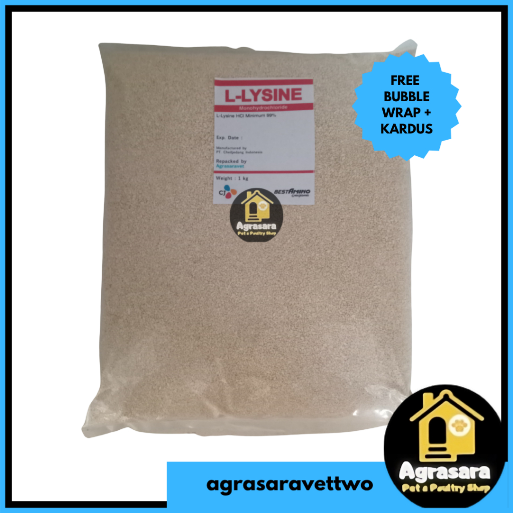 L Lysine 99% Cheil Jedang 1 KG ( Lysine Lysin ) Lisin Vitamin Anjing Kucing Ternak Lysine 1 Kg