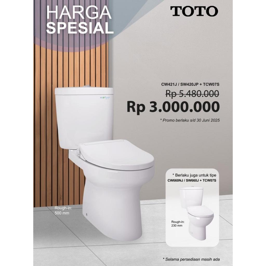 Closet Duduk TOTO CW421J Tutup Ecowasher TCW07S