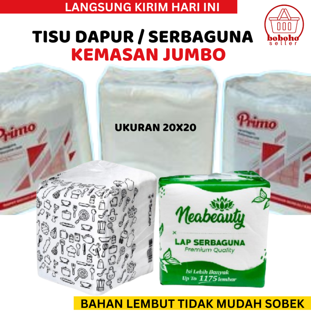 BOBOHO Promo Tisu Serbaguna / Tisu Kompor / Tisu Dapur / Tissue Murah /  Kemasan 1kg 20*20cm