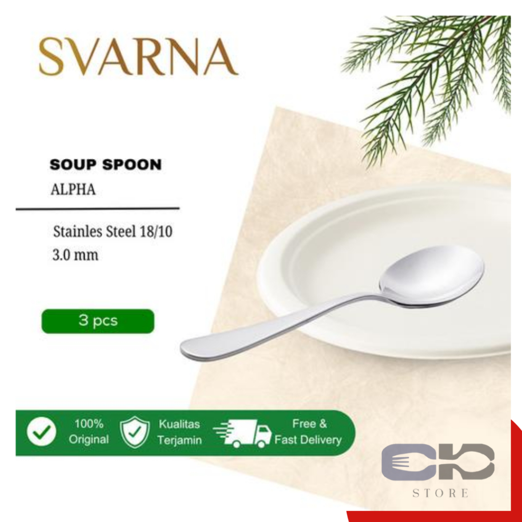 Sendok Makan - Sendok Sop - Svarna Alpha Stainless Steel Soup Spoon 18/10