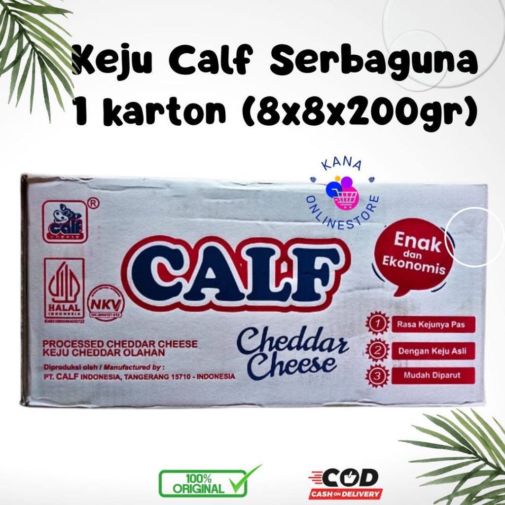 

Keju Cheddar CALF SERBAGUNA 200 gr --- 1 KARTON (8x8x200gr)