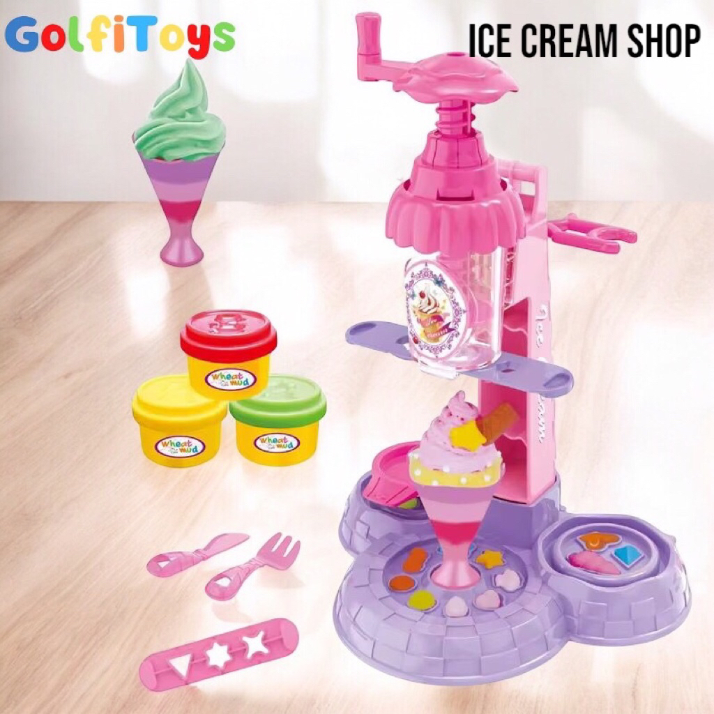 Mainan Anak Clay Wheat Mud Mesin Pembuat Es Cream Cetakan
