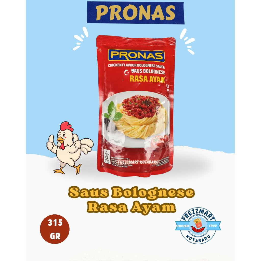 

Saus Bolognese Rasa Ayam Pronas Chicken Flavour Sauce Topping Spaghetti 315 GR Frezzmart Kotabaru