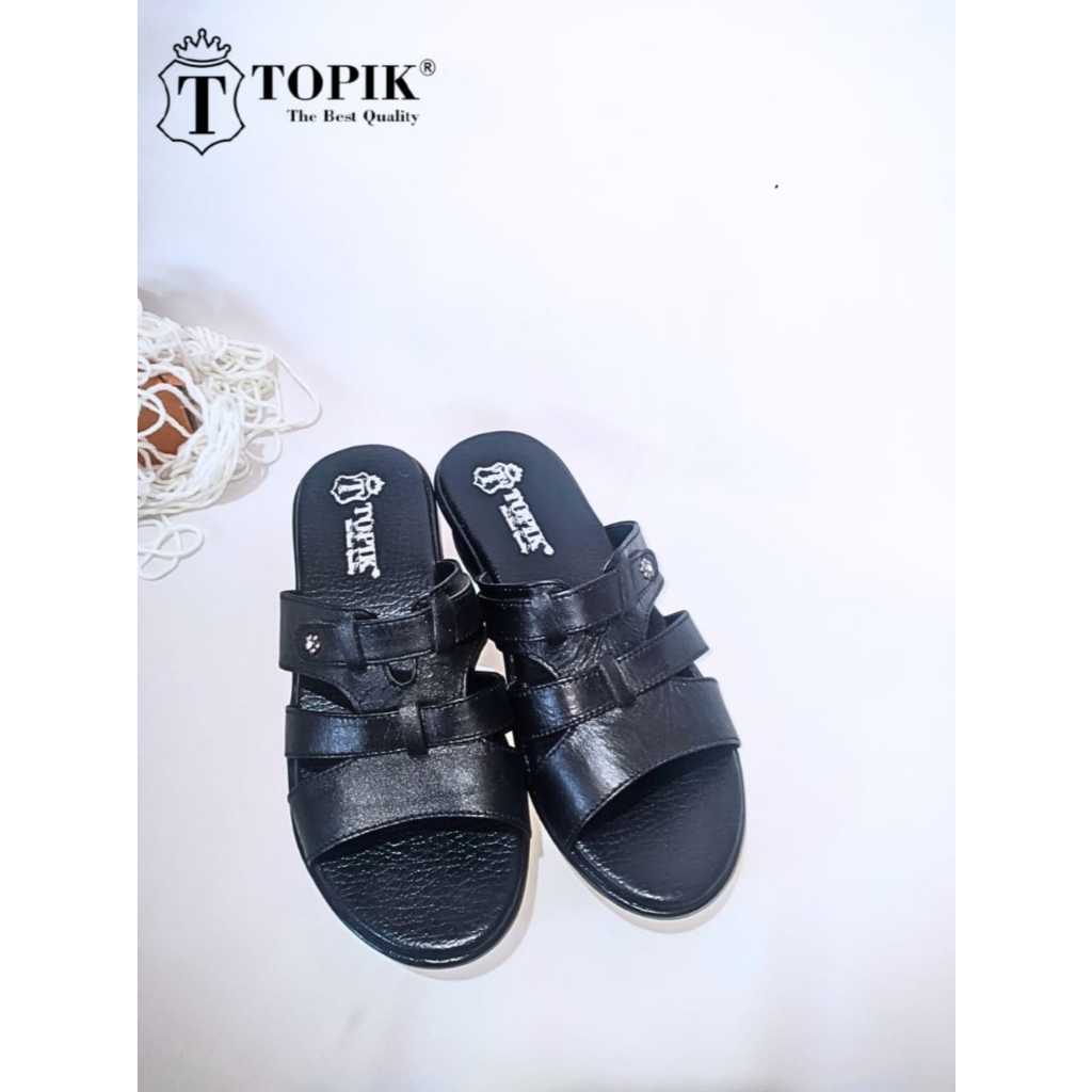 TOPIK - Sandal Selop Wanita Kulit Asli Hak 3 cm
