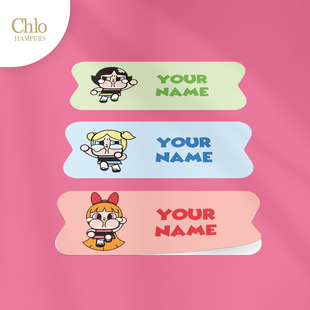 

Stiker Nama Custom Waterproof Power Puff Girl x Cry Baby ( Blossom Bubbles Buttercup Powerpuff )