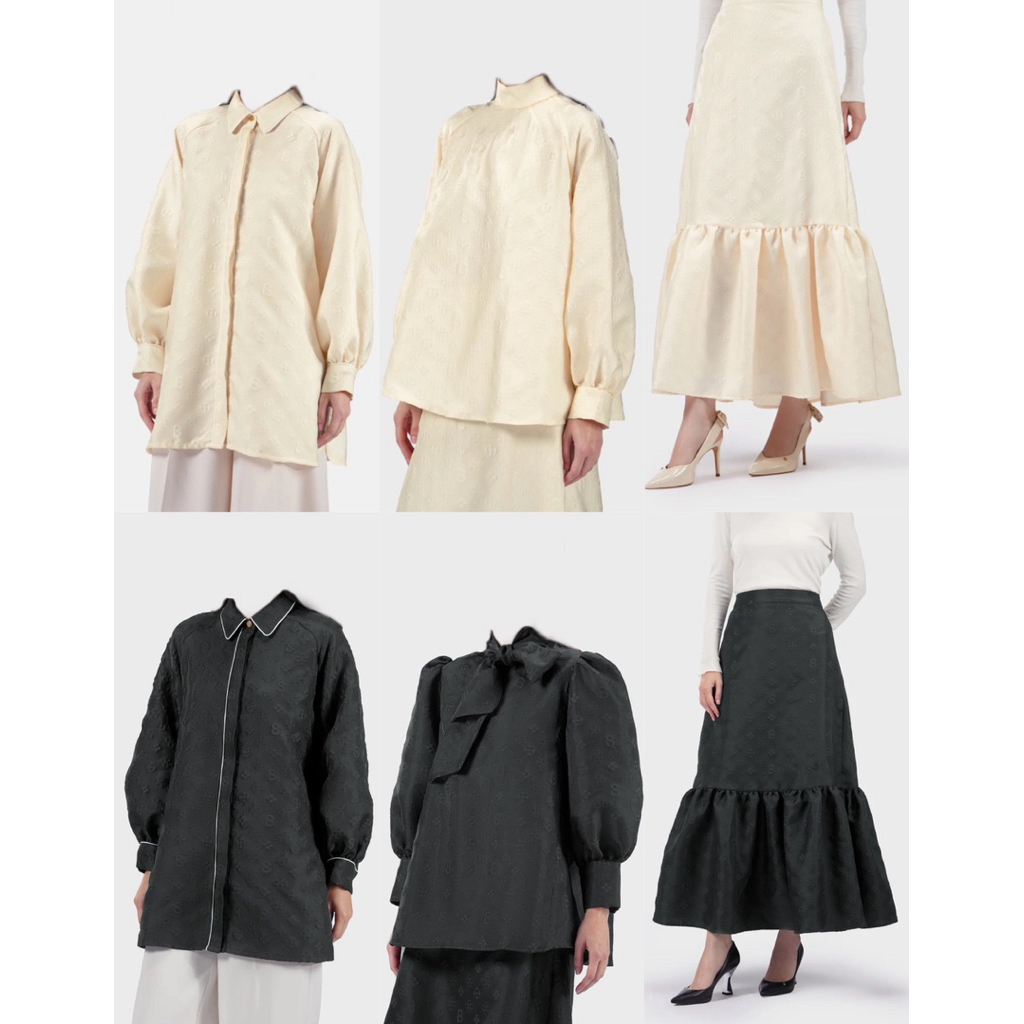 [baca deskripsi⚠️] BUTTONSCARVES CASSEY MONOGRAM SHIRT CASSEY MONOGRAM BLOUSE CASSEY MONOGRAM RUFFLE