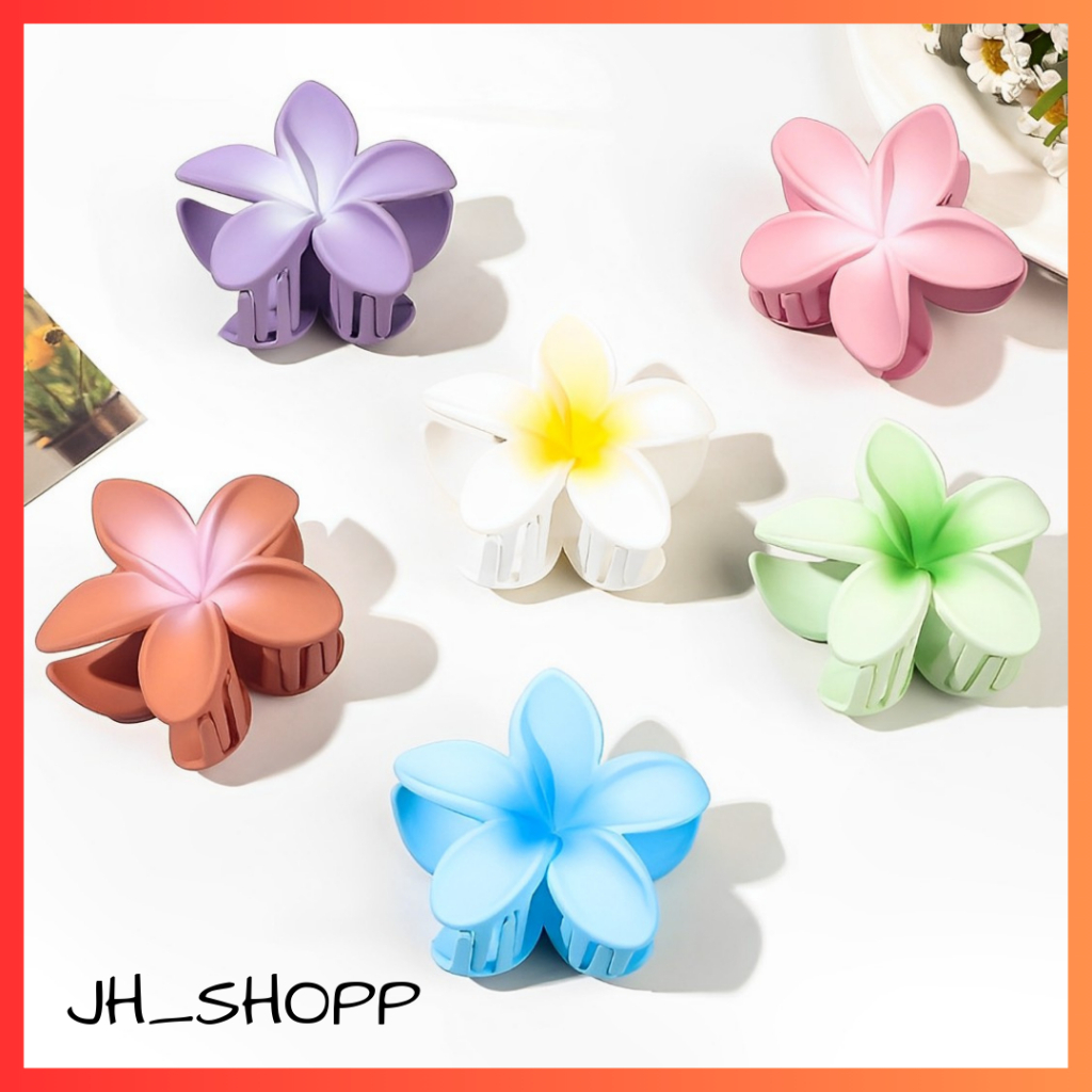 BKH Jepit Rambut Bunga Kamboja Doff Pastel Warna Warni