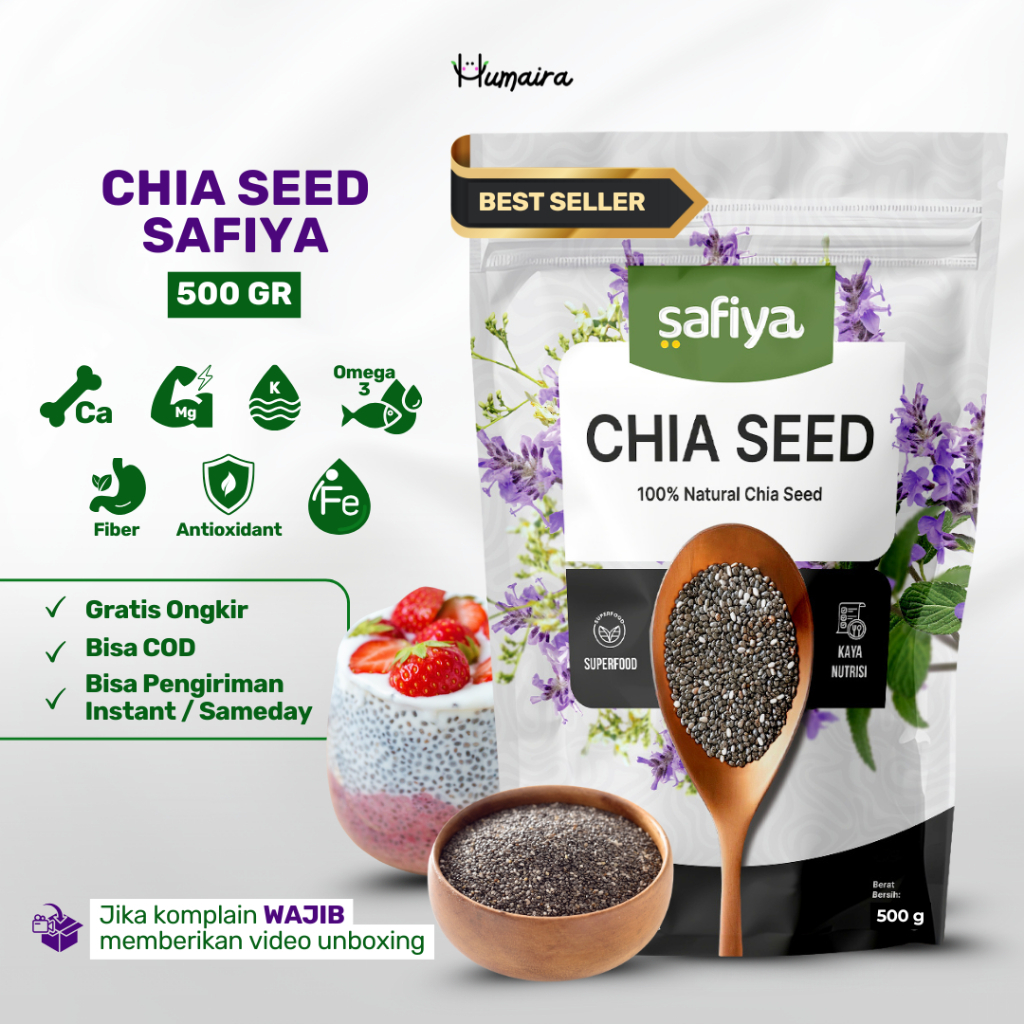 

Chia Seed Organic 500 Gram Black Chiaseed Premium Original Super Food