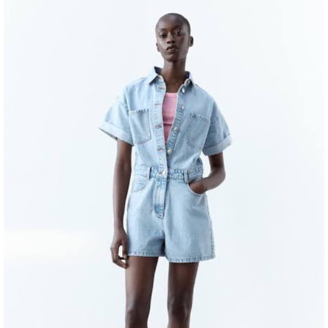 Zara Jumpsuit Wearpack Denim Babyblue Sz M