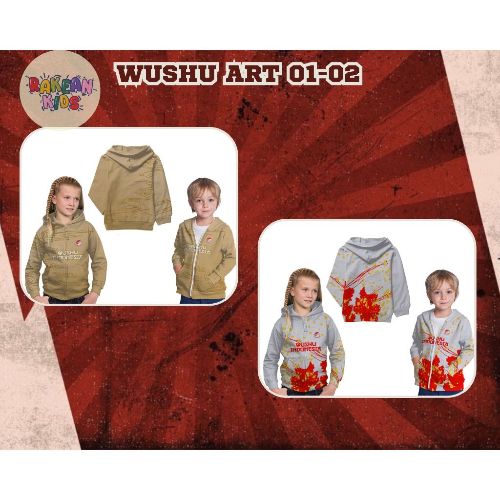Jaket Hoodie Anak Jersey Seni Beladiri Tiongkok Wushu Kung Fu Art 01 & 02 Full Printing Free Custom 