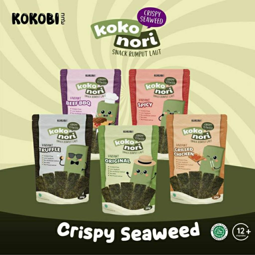 

KOKOBI Koko Nori Crispy Seaweed 20 gr (Snack Rumput Laut Non MSG)