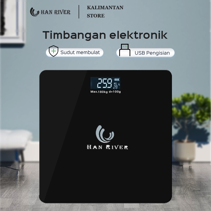 [Pengiriman dari Banjarmasin]HAN RIVER Timbangan Digital/Timbangan Badan Digital(Memuat Beban 180kg)