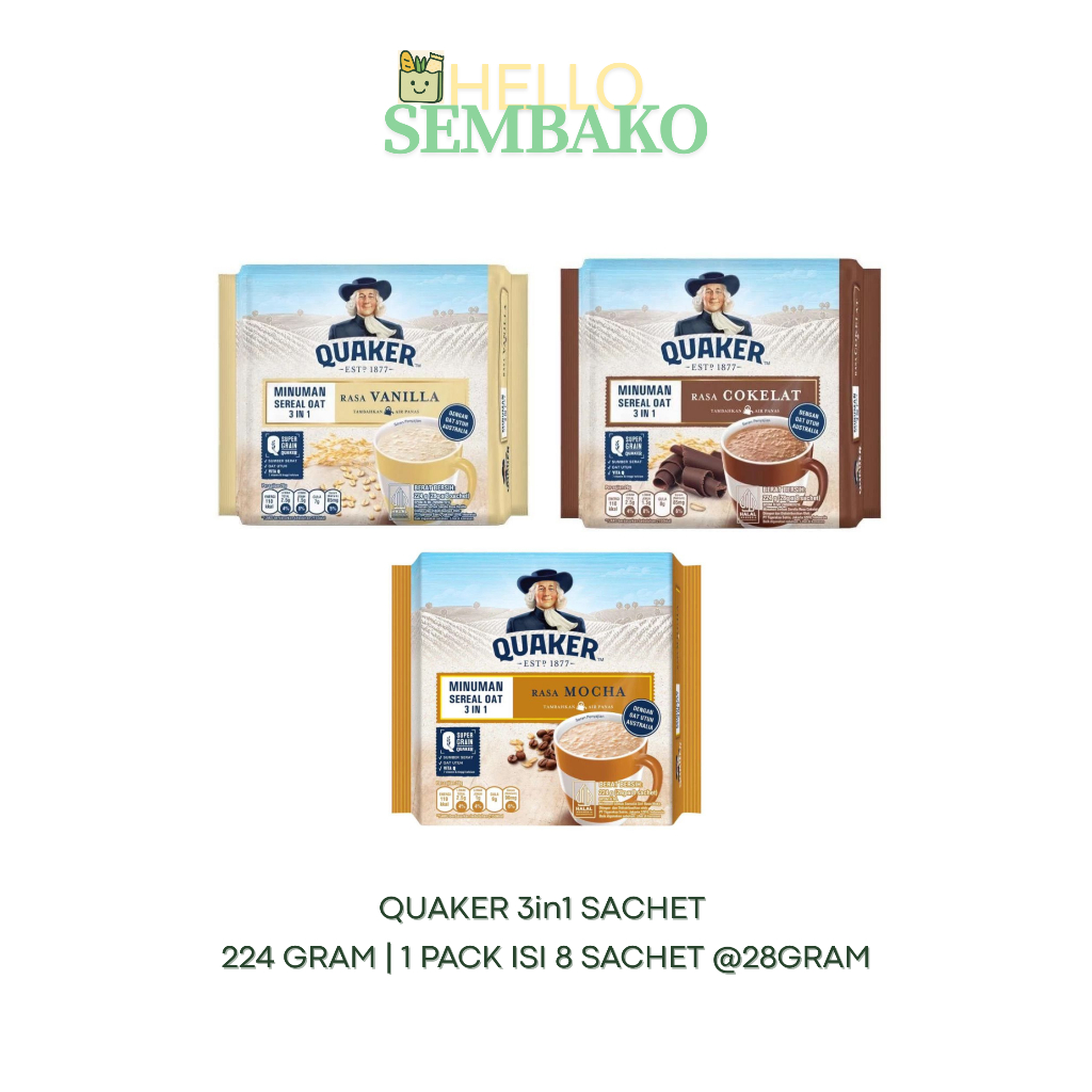 

QUAKER 3in1 SACHET ISI 8x28GR MINUMAN SEREAL OAT