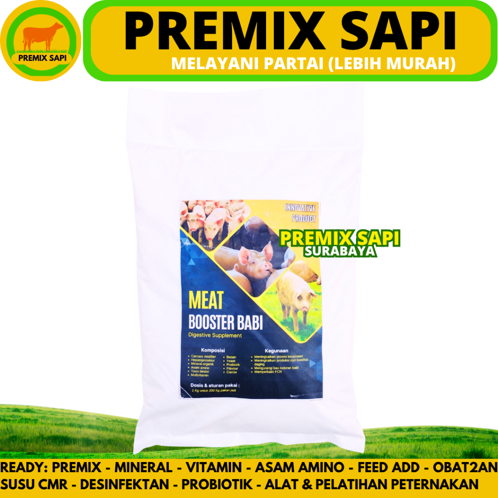 MEAT BOOSTER BABI 1 KG - Premix Babi Pemacu Pertumbuhan Penggemukan & Karkas Modifier